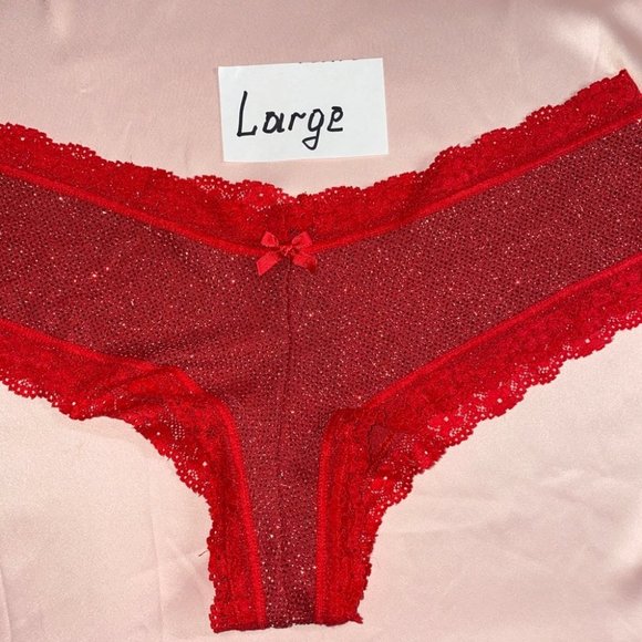 Red Glitter Shine VS Very Sexy Cheeky Bikini Panty Vintage Shimmer Y2K - Picture 1 of 3